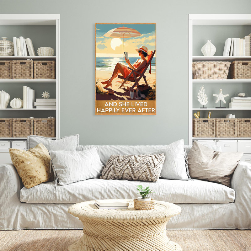 «Beach And She Lived Happily» sur toile, L 24 po x H 36 po x P 1,25 po