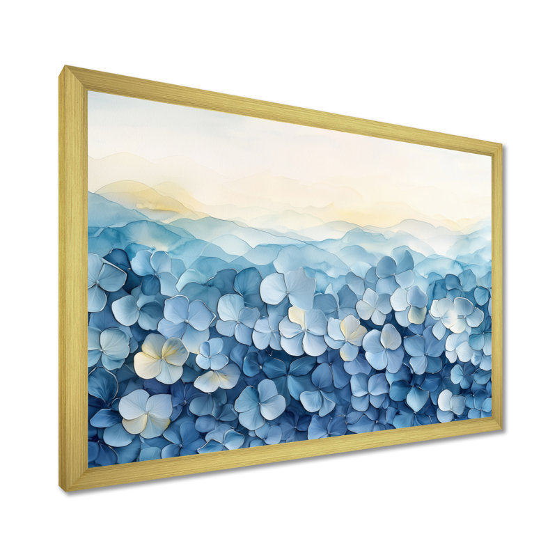 «Abstract Hydrangea Horizon Of Simplicity IV», reproduction sur toile encadrée, Impression d'un seul cadre photo, Doré