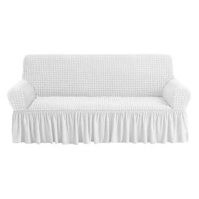 Sofa Slipcover White Sofa Cover 1 Piece Easy Fitted Sofa Couch Cover Universal High Stretch Durable Furniture Protector With Skirt Country Style (3 Se -  wanmo, SFTB0B9XKK619