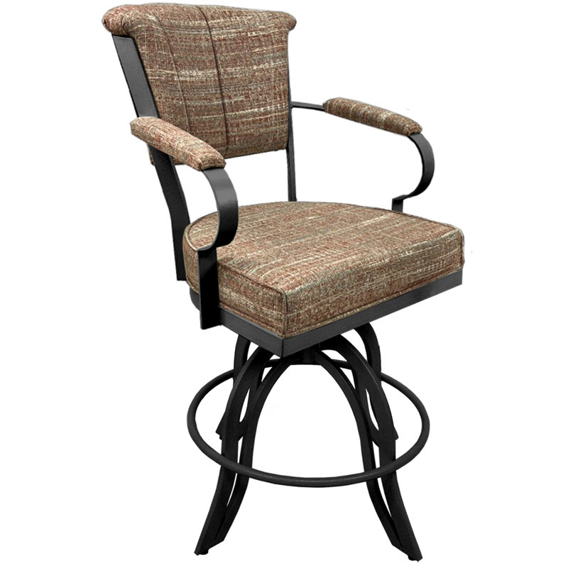 Racqual Swivel Metal Bar Stool 30" Seat, Counter Stool (26” Seat Height), Madder, Gray