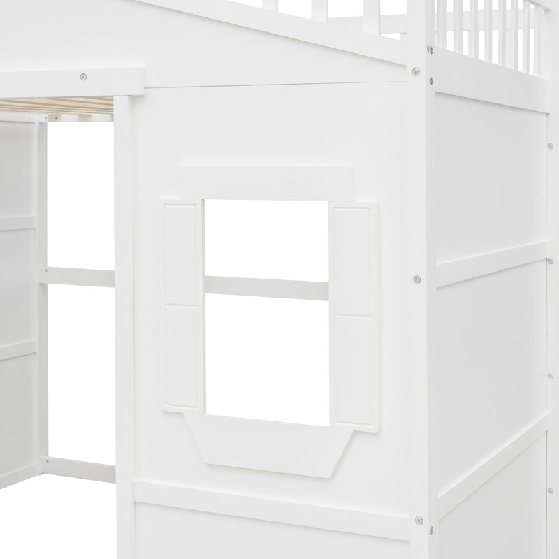 Lit mezzanine pleine grandeur avec échelle, Blanc, Double