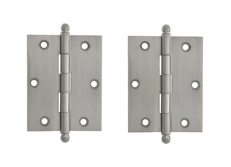 Solid Brass Mortise Hinge, 4.25'' H x 2.5" W x 2" D, Satin Nickel