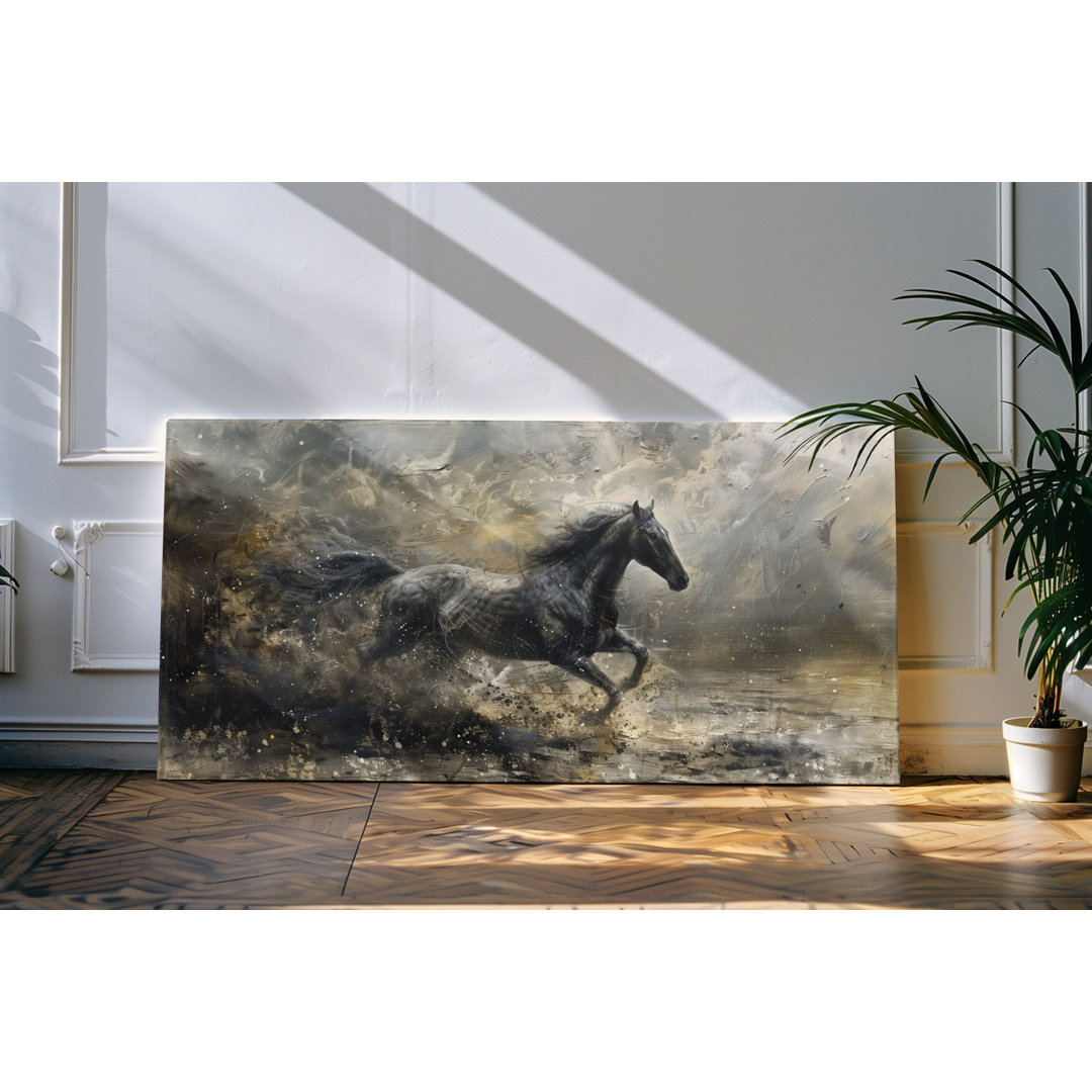 Wandbild 120x60cm Pferd im Galopp Wildpferd Mustang Kunstwerk