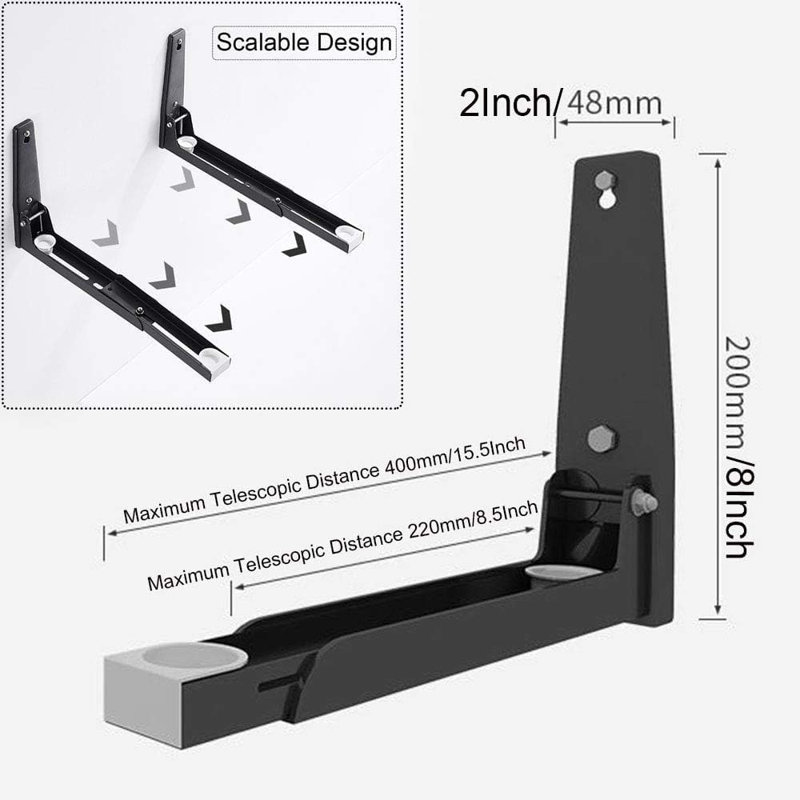 Mount Kit Foldable Stretch Wall Mounted Rack Shelf Oven Stand Shelf Rack 2Piece With Screws