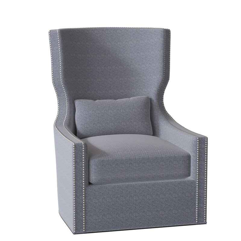 Fauteuil à oreilles avec housse pivotante de 29 po de large Corbin, Bleu marine Bailey Ld