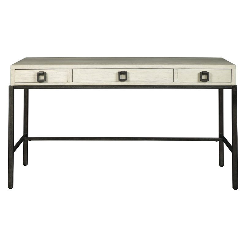 Writing Desk With Red Oak Veneers And Pewter Accents