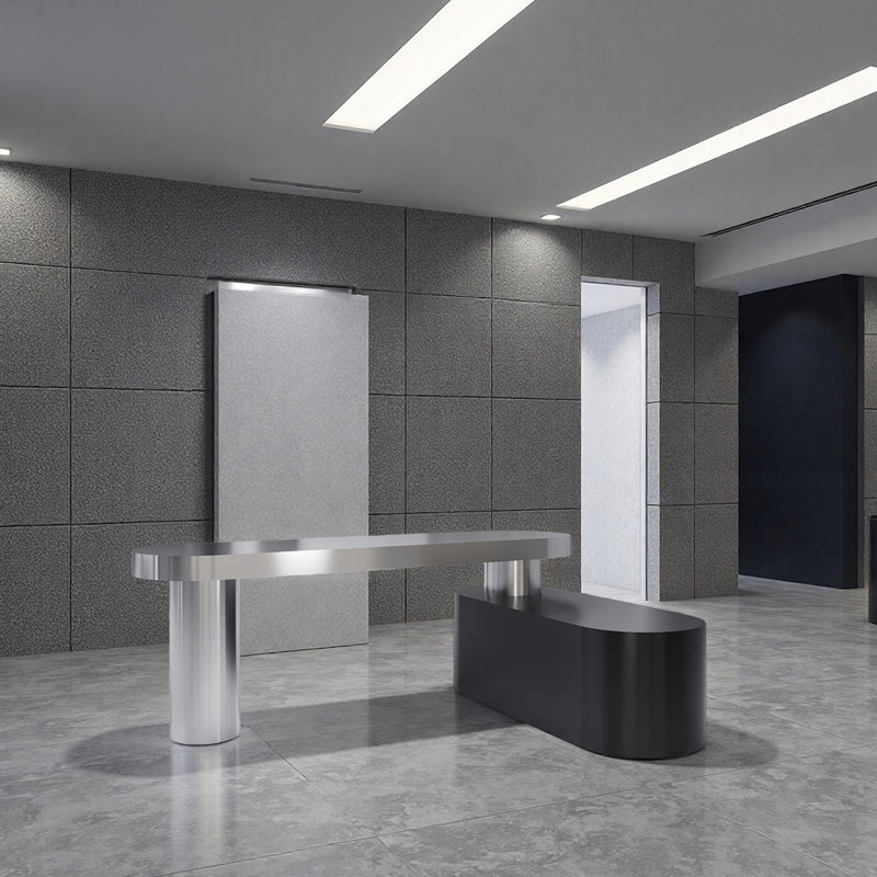 Table de présentation en acier inoxydable pour magasin de vêtements