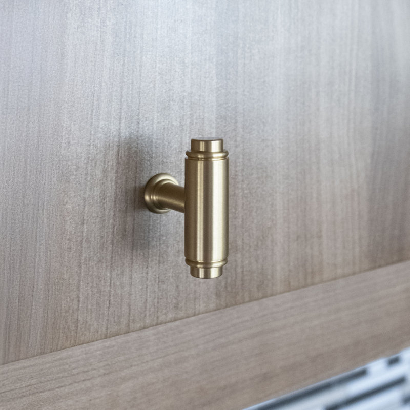 Cylinder 1 5/8" Length Bar Knob, 1.81" H x 0.59" W x 1.44" D, Satin Brass