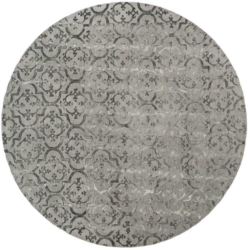 Oakton Hand Tufted Wool Floral Rug, Round 7'