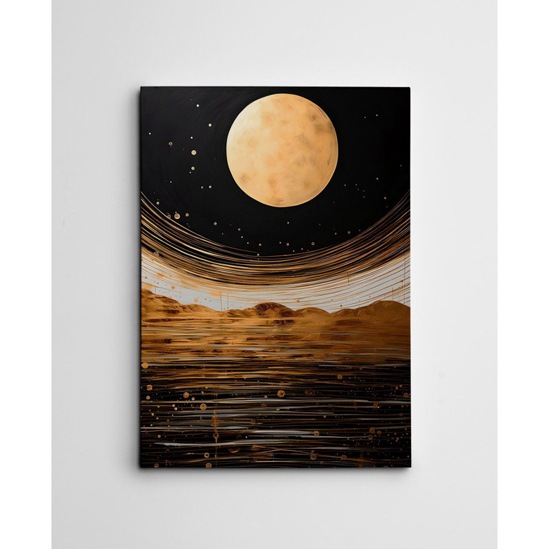 Stunning Decorative Canvas Painting, Gold & Black, 27.6 x 39.4 inches | 50% Cotton / 50% Polyester, Digital Print on Canvas | Elegant Wall Art for Home Decor, Framed with 0.8 x 0.8 inch Wooden Frame