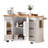 56 inch Kitchen Island with Rubber Wood Veneer Drop Leaf, Power Outlet, 4 Door Shelves, Embossed Vertical Stripe Rolling Kitchen Cart on 4 Wheels with 6 Deep Drawers for Kitchen, Dining Room-129412985