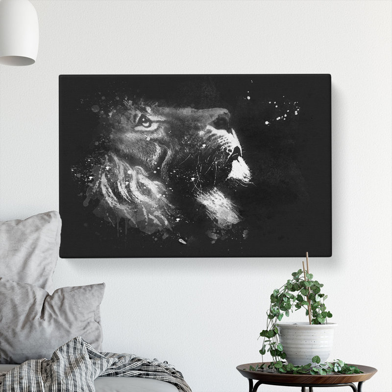 Majestic Lion Illustration - Wrapped Canvas, 35cm H x 50cm W x 3cm D