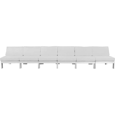 Angilina 180'' Wide Aluminum Patio Sofa with Cushions