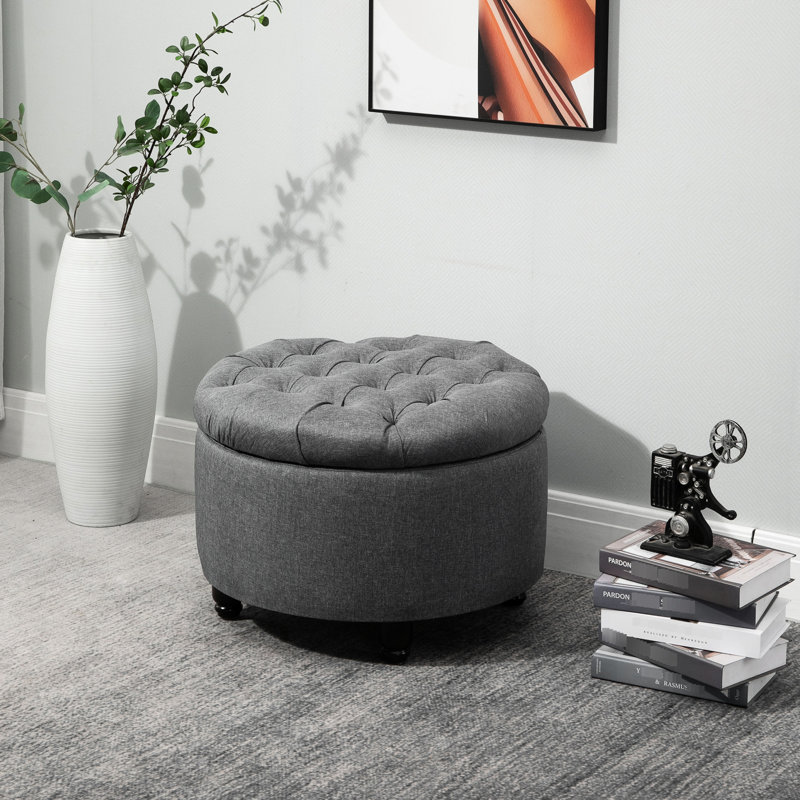 Tissu gris à boutons - Ajoutez une touche d'élégance à votre décor avec un grand rangement et un couvercle amovible, un choix pratique et élégant pour
