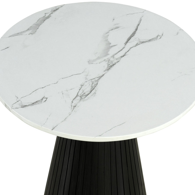 Ensemble de table 3 pièces de style contemporain 1 table basse ronde 2 x table de bout ronde en faux marbre