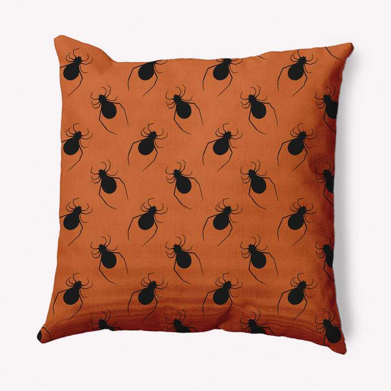 Coussin décoratif carré Spider, 16 po x 16 po, Orange poussiéreux