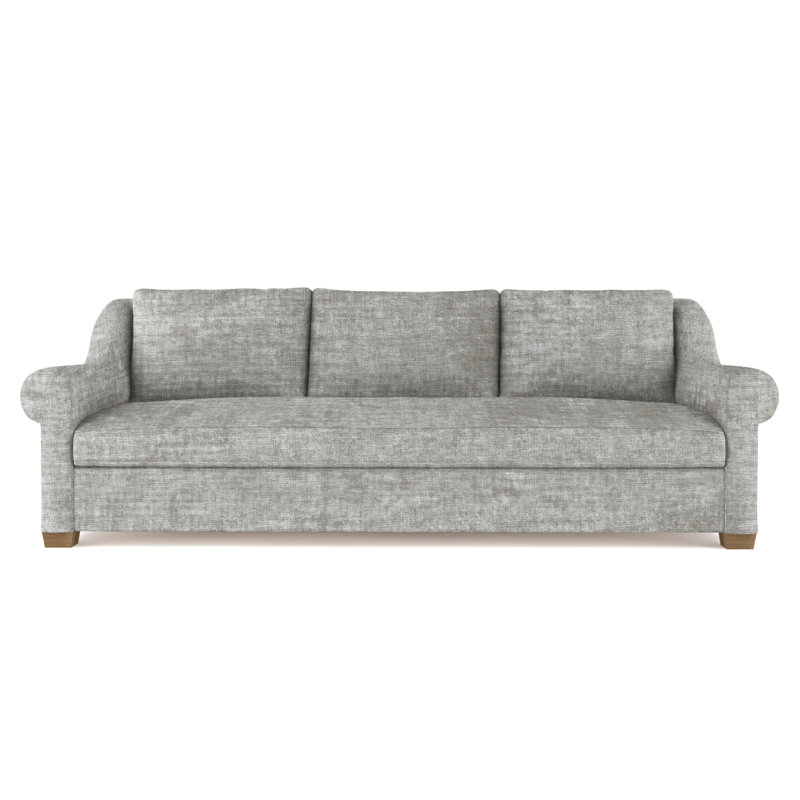 Canapé Thompson, H 32 po x l 96 po x P 41 po, Velours écrasé rayé argent, Patiné