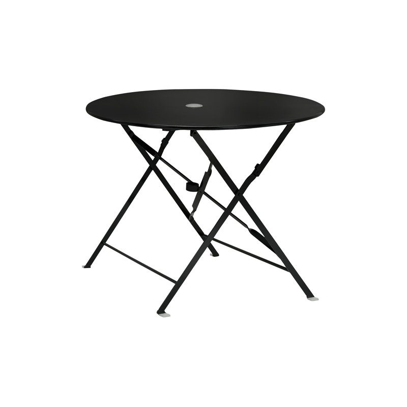Jabbaar Round 36'' Folding Outdoor Bistro Table, Black