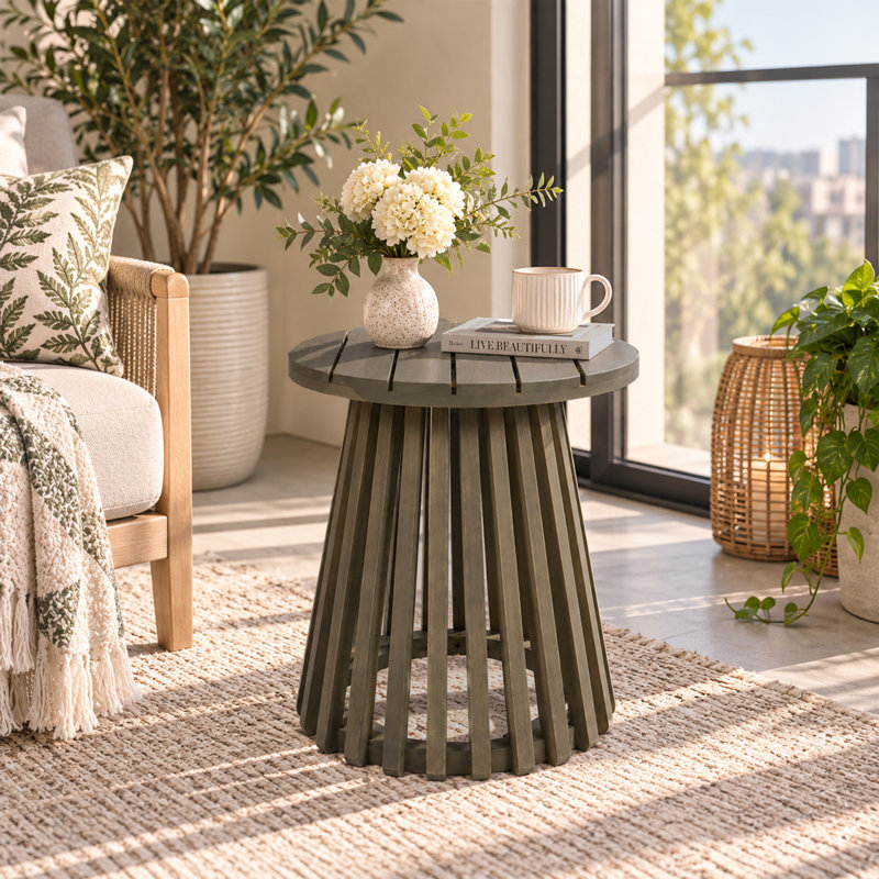 Table d'appoint ronde en bois massif Altoren pour patio