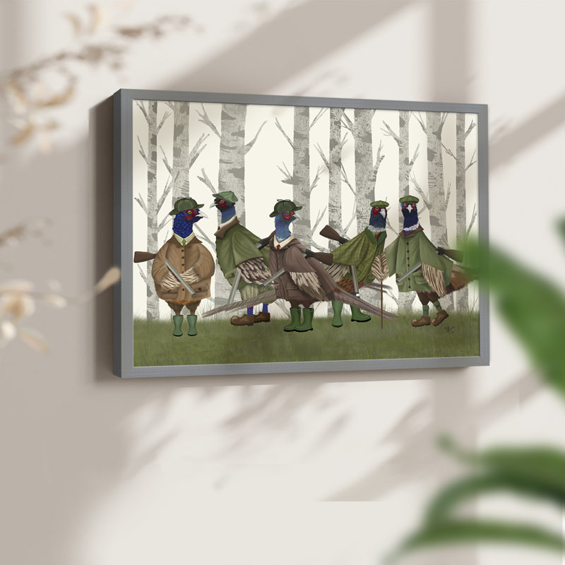 Faisan du groupe de tir 3 - Reproduction encadrée - Restickable, Gris, H 16 po x l 20 po
