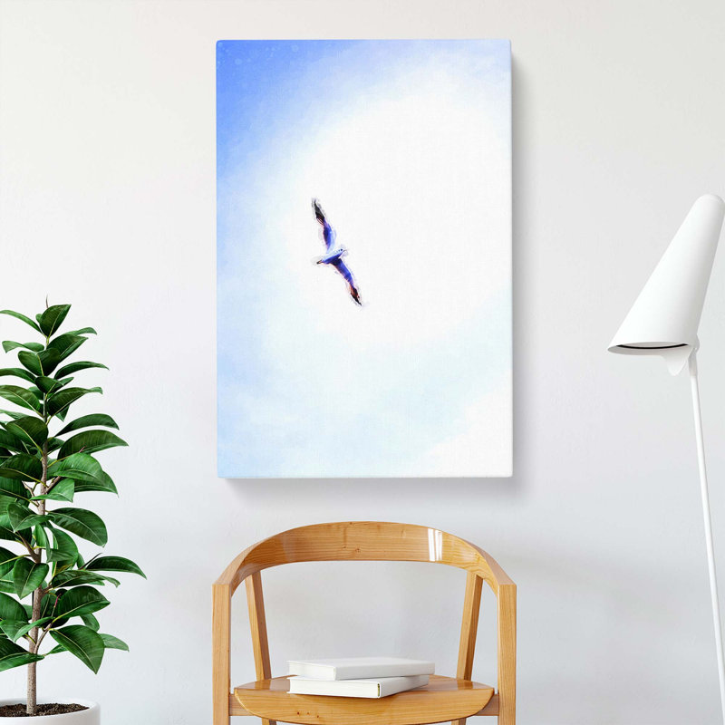 Flying Seagull Abstract Art - Wrapped Canvas, 76cm H x 50cm W x 3cm D
