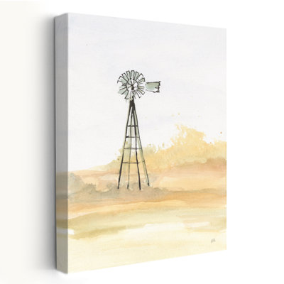 Windmill Landscape III - Black Farmhouse Farms Landscape Art