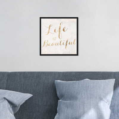 «Life Is Beautiful Champagne, Beautiful Life Sign Modern», art textuel sur toile