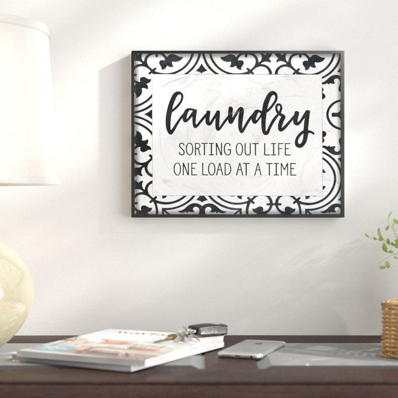 " Laundry Sorting Out Life ", 11" H x 14" W, Midnight Black Framed Giclee