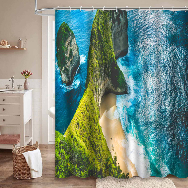 Plage, île, Indonésie, voyage, côte verte, nature, océan, magnifique, avec 12 crochets, L 72 po x l 84 po