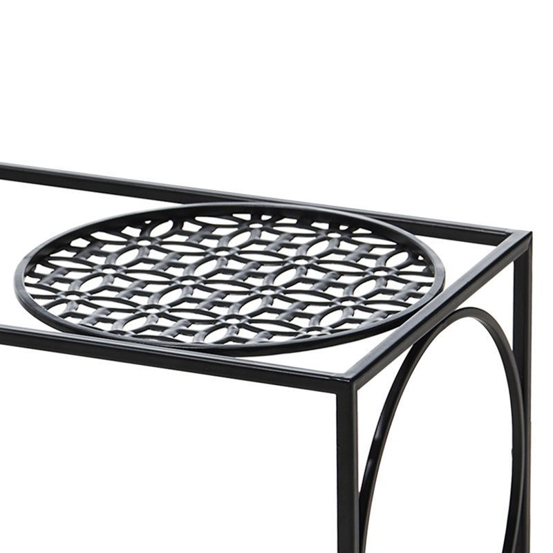 Set Of 2 Black Metal Wire Rectangular Nesting Planter Stand