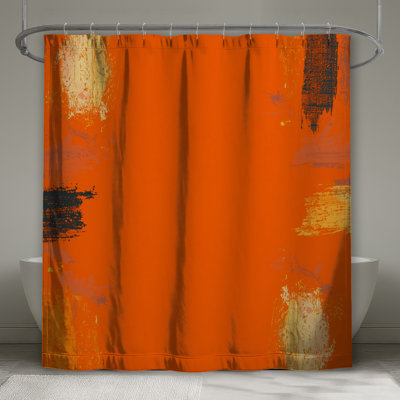 Orange Brushstroke Texture Shower Curtains Extra Long