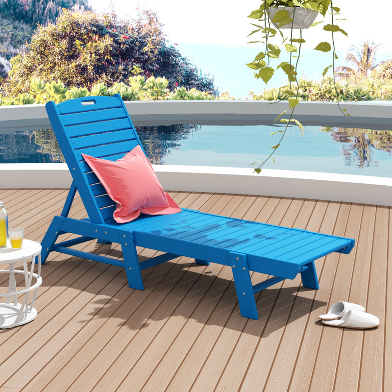 Laguna Outdoor HDPE Chaise Lounge, Pacific Blue