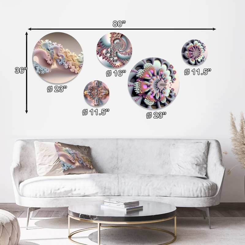Pastel Fractal Simplicity I - Décoration murale géométrique moderne en métal