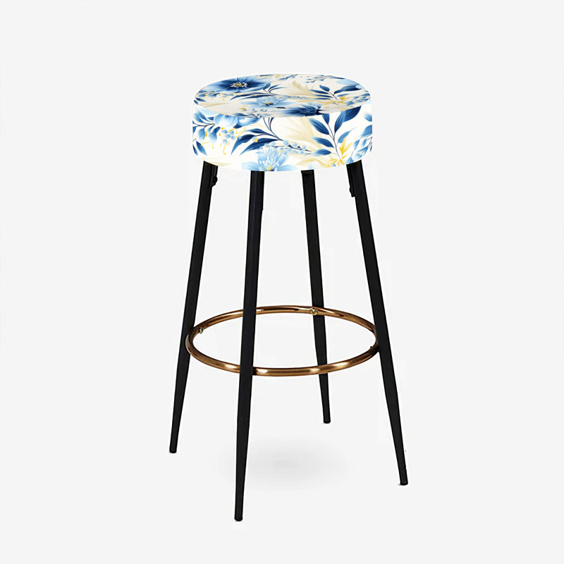 Ensemble de 2 tabourets de bar à fleurs bleues et blanches Retreat III