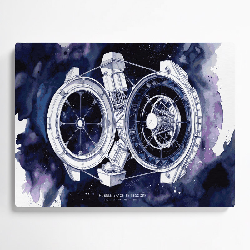 Art mural en métal gris découpé Space Hubble