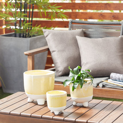 3 Piece Indoor Outdoor Green Planter Set