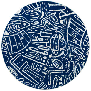 Tapis bleu en polyester tissé à la machine Sportsglyphs