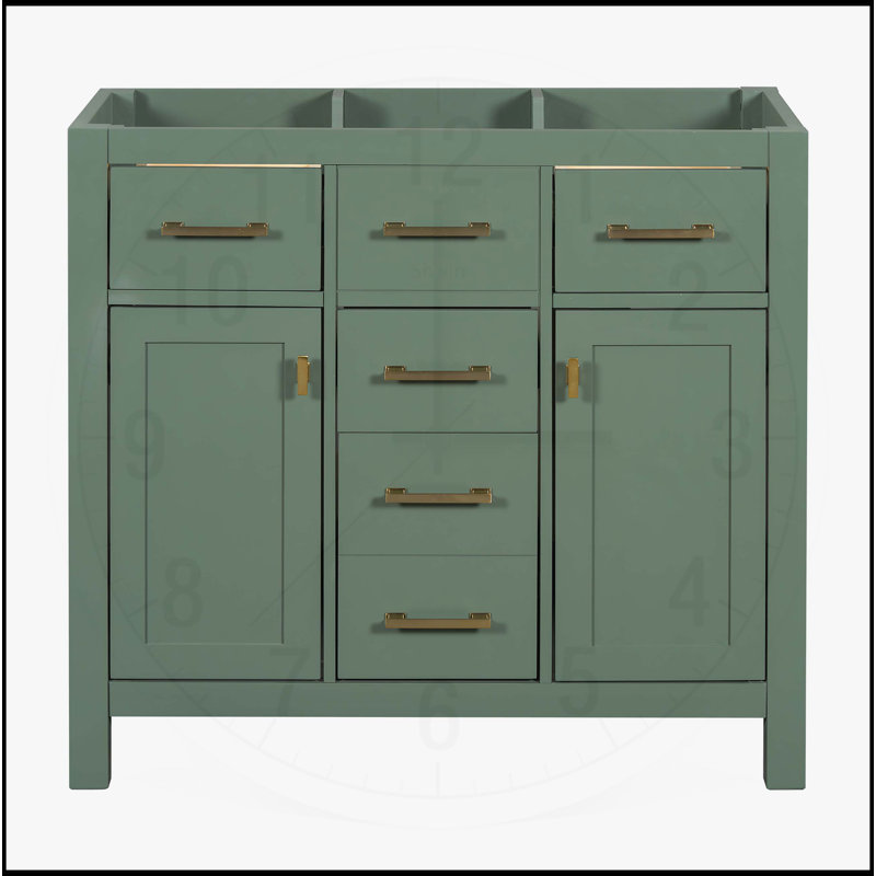 Single Bathroom Cabinet with 4 Drawers & 2 Cabinets, Green