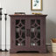 Buffet l 33,94 po x P 15,16 po x H 33,27 po avec porte vitrée, tablette réglable à 3 positions, rouge foncé pour espace de vie spacieux