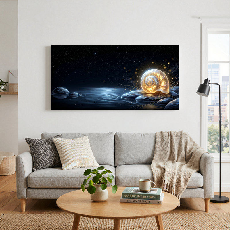 Starry Shell, reproduction d'art sur toile, ensemble de 1, L 32 po x H 16 po, Toile tendue