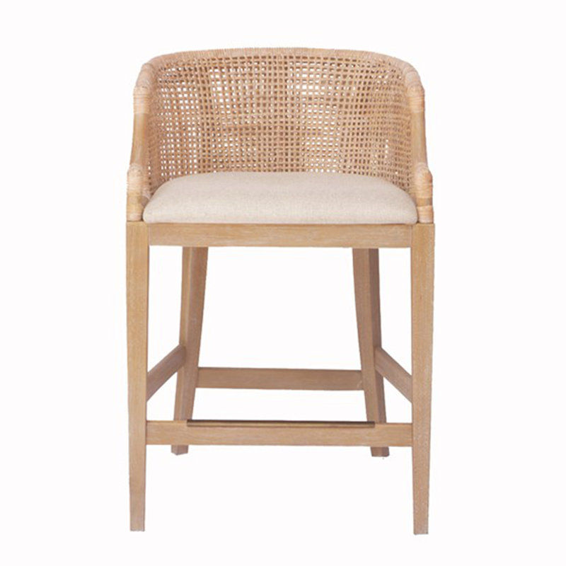Tabouret fabriqué à la main, Blanc naturel délavé