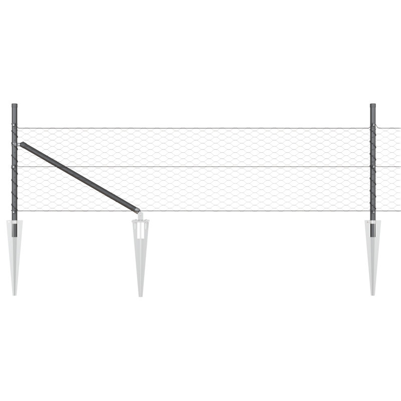 Vidaxl Hexagon Fence 0.4 M Steel, Grey, 40cm H x 2500cm W