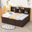 Lit plateforme 3 tiroirs en bois avec tablettes et lit gigogne-764120358-764120360