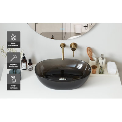 Lavabo vasque de salle de bain, vasque vasque de salle de bain ovale en résine artistique de 23 po x 15 po avec drain escamotable, blanc mat 