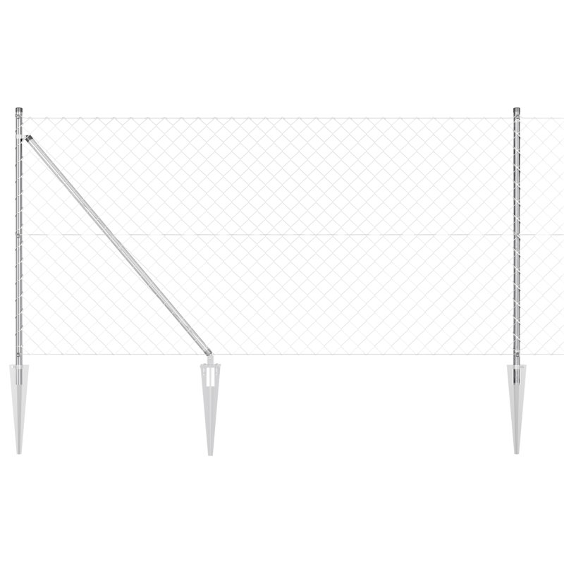 Chain Link Fence Set Of 2 Galvanised Steel Durable, 1000cm H x 2500cm W