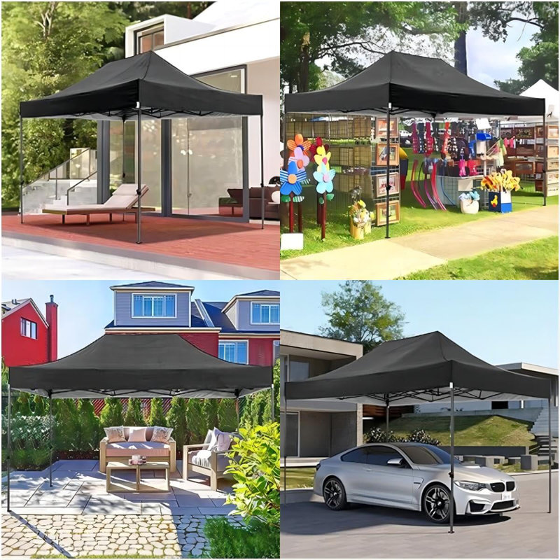 3x3m Steel Canopy, Black