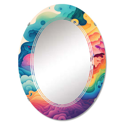 Phenious Multicolor Swirly Clouds VI - Modern Spiral Wall Mirror
