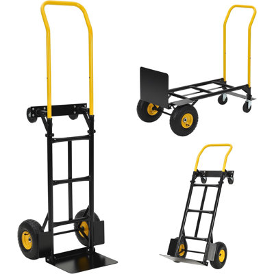 Chariot à main robuste convertible 2 en 1 capacité 800LB chariot à 4 roues pour le déplacement dans l'entrepôt, l'épicerie, le jardin et l'utilisation industrielle