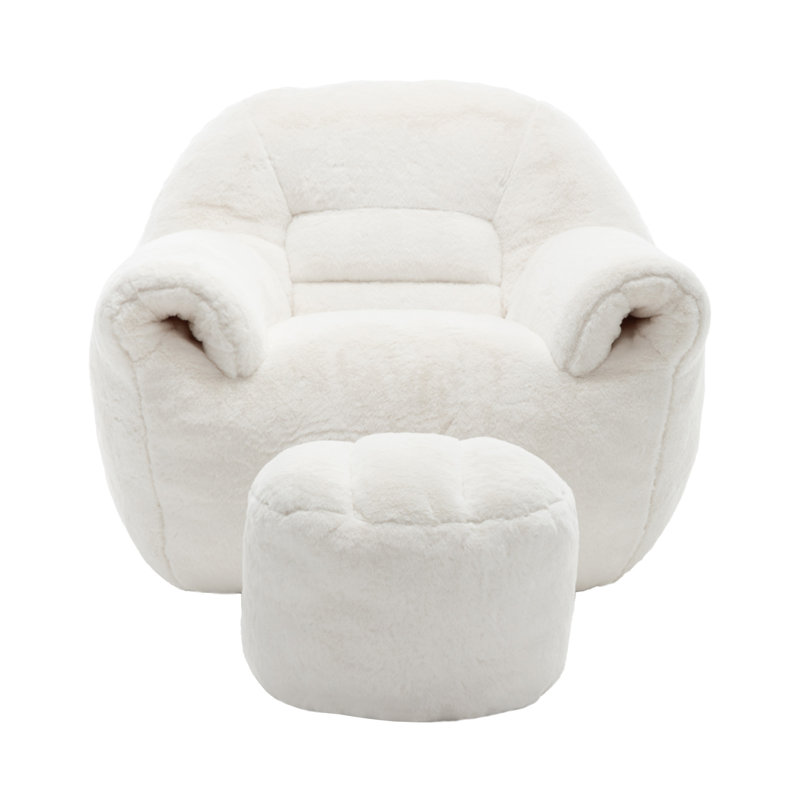 Bean Bag Chair, White Faux Fur