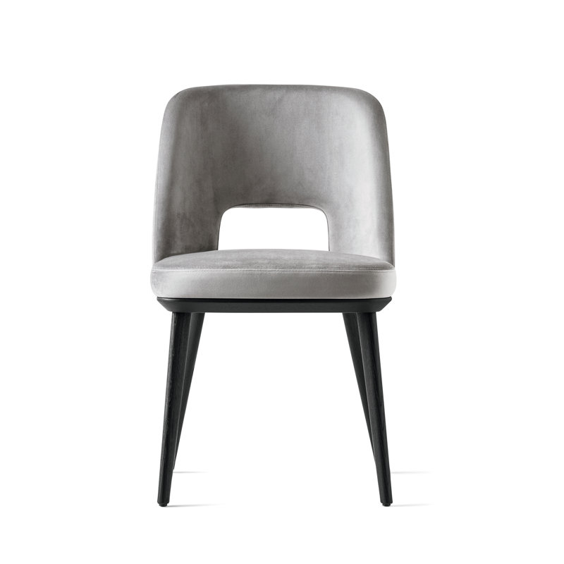 Chaise rembourrée Foyer, Noir mat, Gris cendré